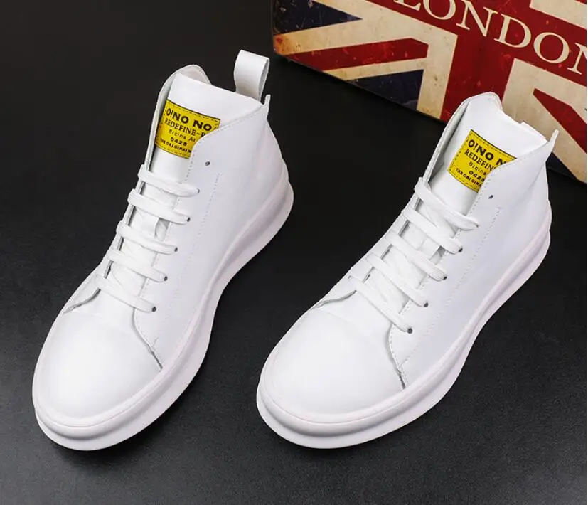 High quality Men's platform loafers gold Casual Flats Shoes designer brand Male Prom students board white shoes
