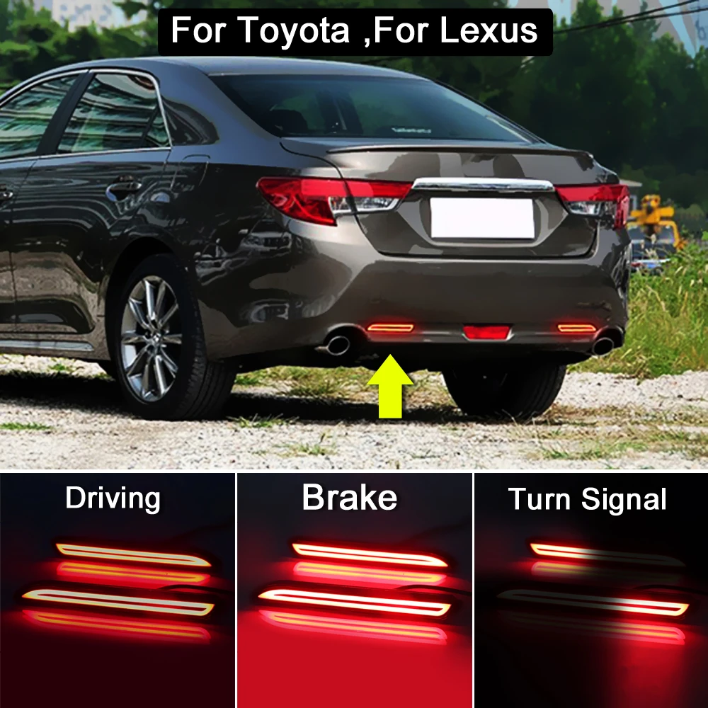 

2 шт. для Toyota Camry Reiz Venza для Lexus GX470 RX300 NX 3-в-1 светодиодный задний бампер отражатель стоп-сигнал светильник поворота светильник вождения светил...