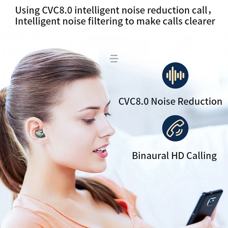 

F9 wireless bluetooth earphones TWS in-ear sports stereo touch bluetooth earphone with Siri voice assistant magnetic charger box