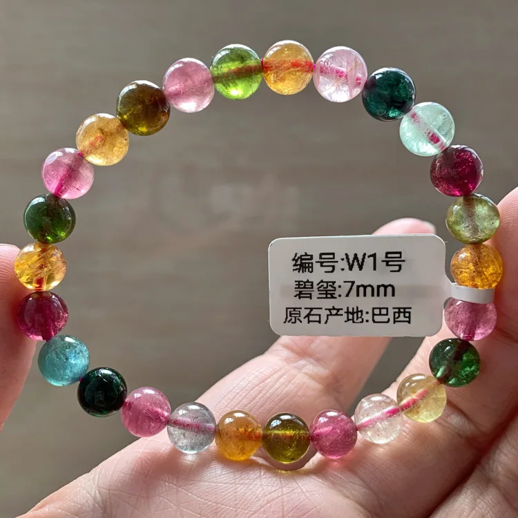

Brazil Old Material Tourmaline Candy Color Single Circle More Circle Beads Tourmaline Hand String Single Circle Woman Hand