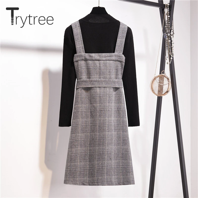 Trytree/осенне зимний комплект из двух предметов Повседневный Однотонный свитер с