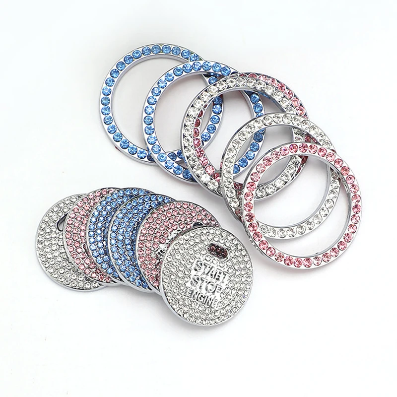 

Cars Decoative One-Key Diamond Engine Start Stop Ignition Push Button Switch Cover Decorative Ring Car Accessories
