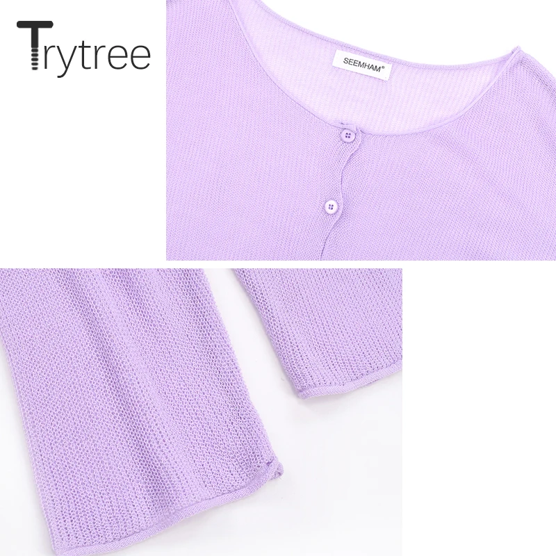 

Trytree 2020 Summer Blouse Women Casual O-neck Single Breasted Solid Loose Fashion All-Purpose Style Sun protection Blouse Tops