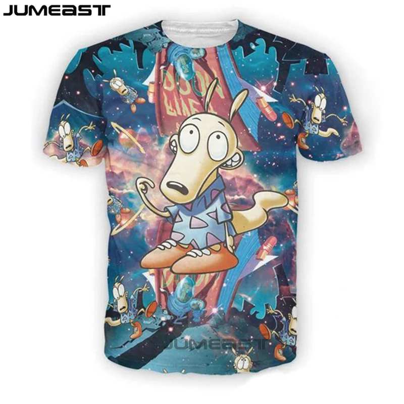 

Jumeast Men Women 3D T-Shirt Rocko's Modern Life Oversized Streetwear Harajuku Short Sleeve T Shirt Summer Pullover Tops Tees