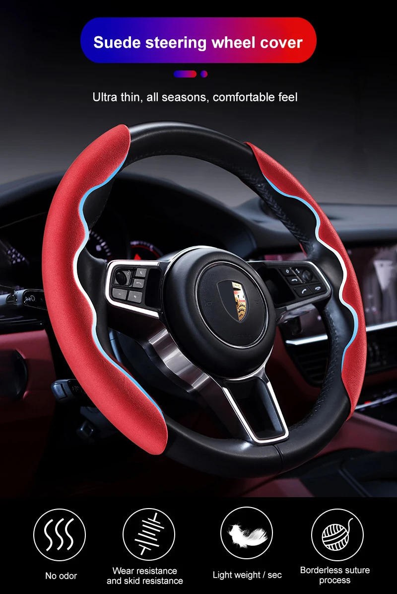 

2PCS Car Steering Wheel Cover 38CM car steering wheel cover cover card cover four seasons anti-slip steering wheel booster