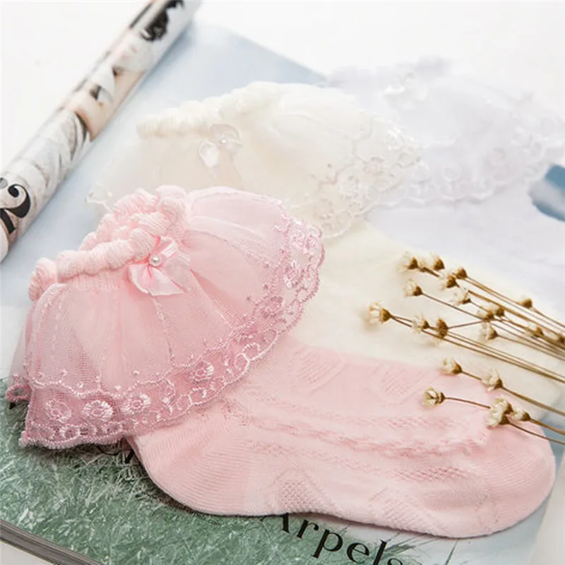Милые детские кружевные носки до щиколотки с оборками для маленьких девочек