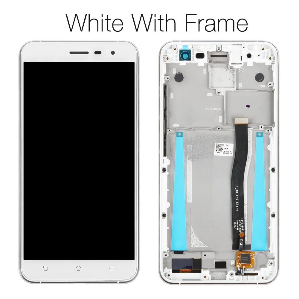 White with Frame Черный/белый 5,5 дюймов для Asus ZenFone 3 ZE552KL Z012DE Полный ЖК-дисплей+ кодирующий преобразователь сенсорного экрана в сборе Замена - Цвет: White with Frame