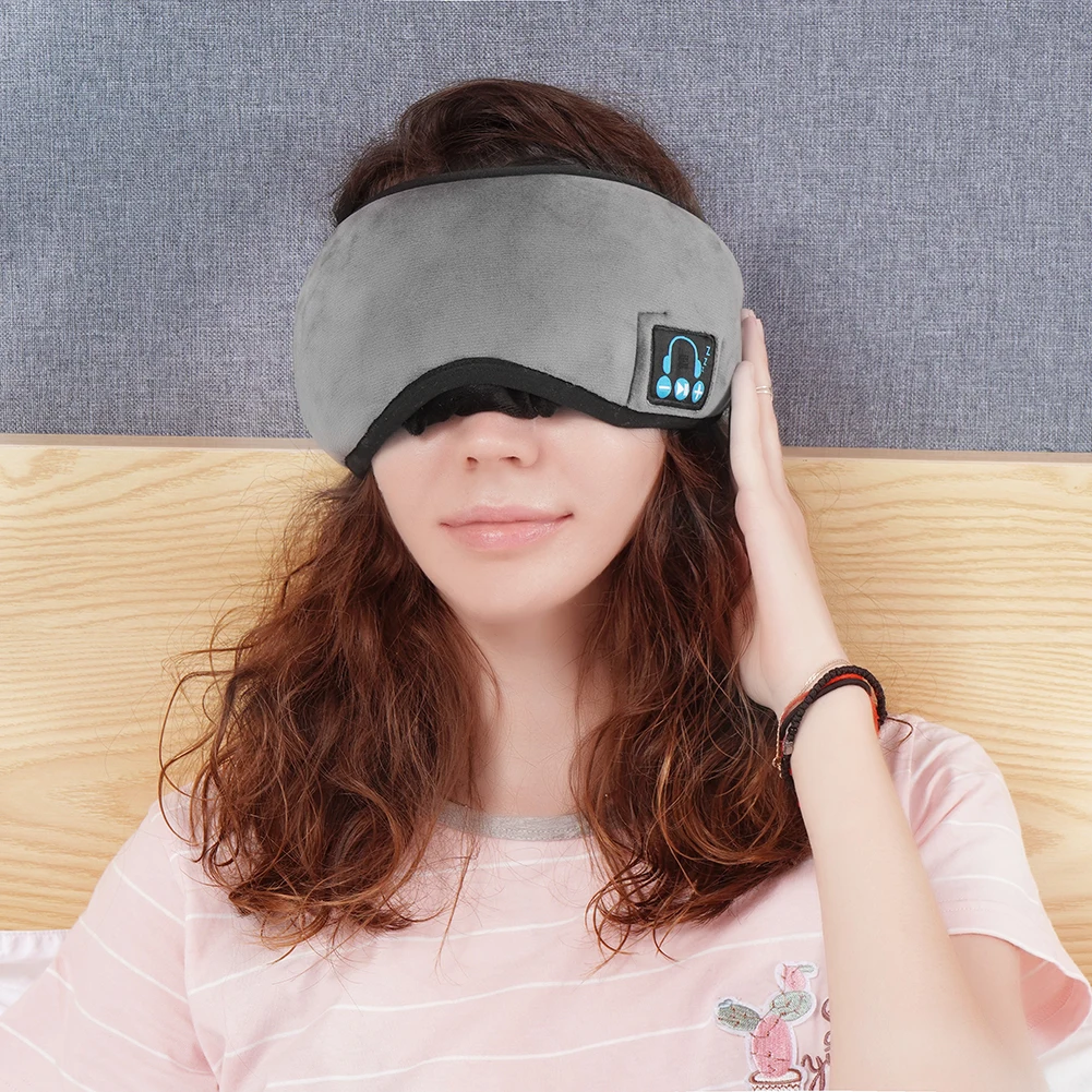 

Sleep Headphones Wireless Bluetooth-compatible 5.0 Stereo Music Eye Mask Handsfree Travel Sleeping Headphones with Microphone