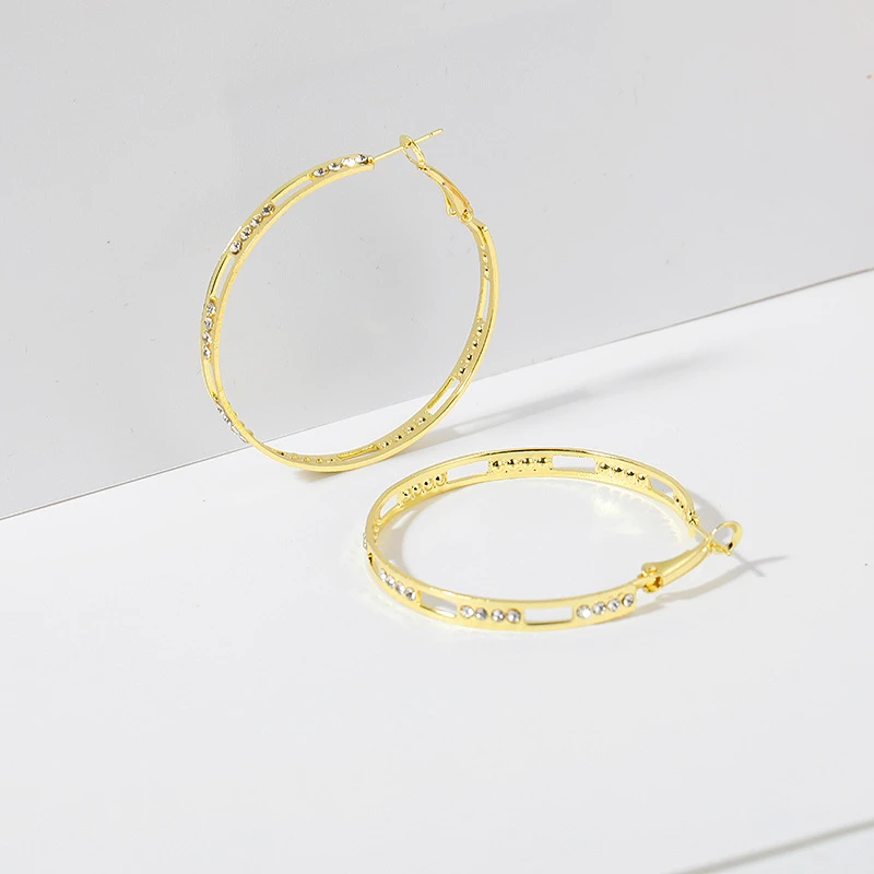 

Bacolod Gold Color Big Hoop Earrings for Women 2021 Winter Fashion Party Wedding Anniversary Jewelry Best Gift for Friend Mother