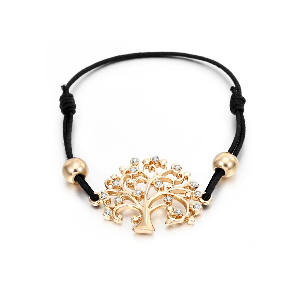 

New Clear Crystal Gold Tree of Life Charm Bracelets Bangles For Women Kids Adjustable Elastic Rope Wrist Bracelet Jewelry Gift