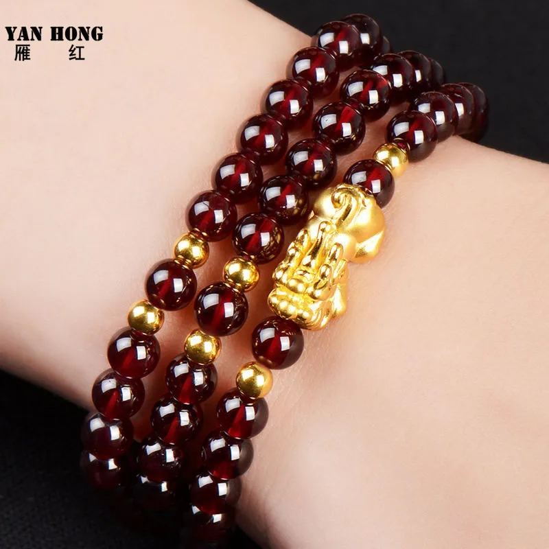 

Garnet Bracelet Purple apple rose-crowned monkey mysterious animal Figure 8 Millimeter bead fashion men and women Bracelet2019