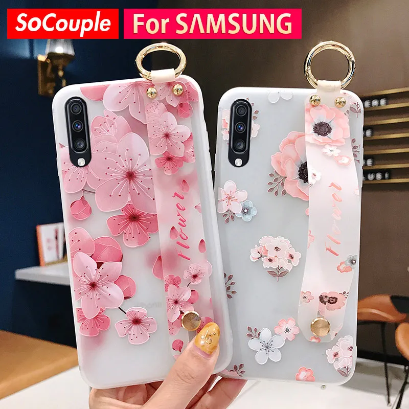 SoCouple Мягкий ТПУ чехол для Samsung Galaxy S8 S9 S10 плюс A20 A30 A40 A50 A60 A70 Note 8, 9, 10, плюс автомобильный держатель телефона ремешок чехол
