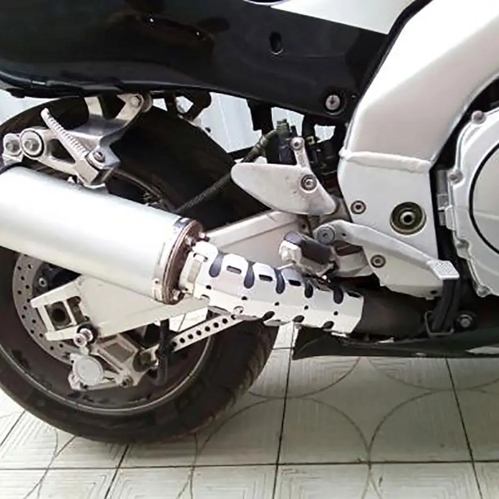 

Motorcycle Exhaust Muffler Pipe Protector Metal Heat Shield Cover with 3 Clamp