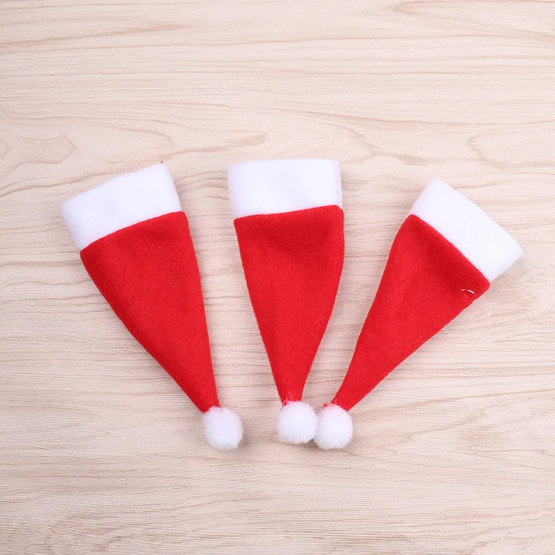 10 шт. миниатюрные рождественские шапки сумки для столовых приборов подарочные
