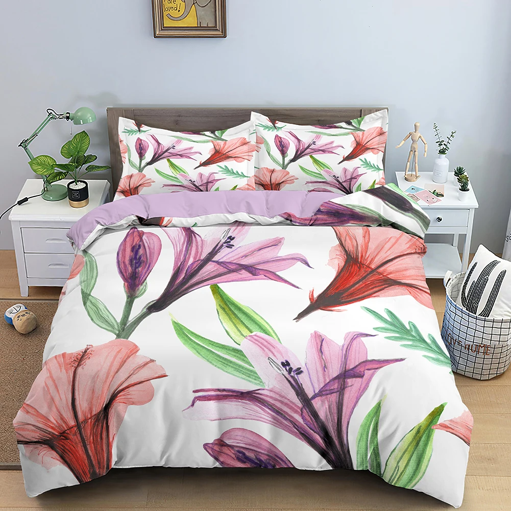 

Flower Bedding Sets Duvet Cover Set With Pillowcase Single/Double/King Size Soft For Home Textile Of Bedding Set Cover 2/3Pcs