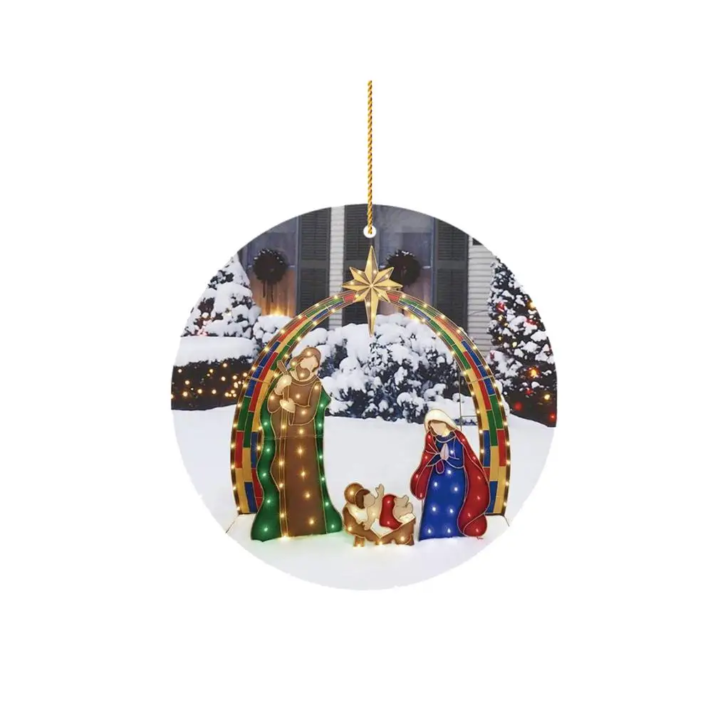 

Рождественские украшения, праздничный кулон с Иисусом Рождества, новинка 2022, керамические/деревянные елочные украшения для дома и улицы