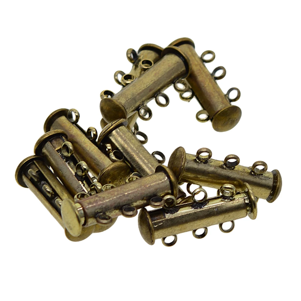 10 Pcs 3 Strand Magnetic Slide Lock Tube Bead Loom Clasps End Cap Connector Jewelry Findings Bronze | Украшения и аксессуары