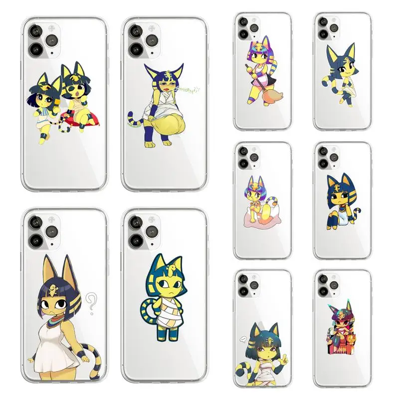 

ankha Cat cartoon girl Phone Case Transparent soft For iphone 12 11 13 7 8 6 s plus x xs xr pro max mini