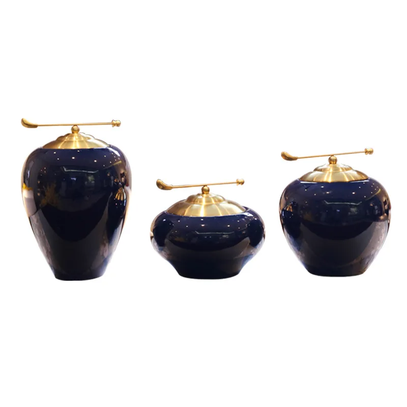 

New Chinese Style Decorations Home Furnishings Living Room Blue Ceramic Jar Decorations Decorations for Home