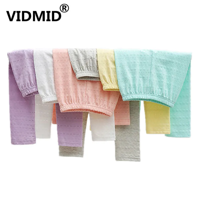 Детские длинные штаны VIDMID хлопковые брюки для девочек цветные леггинсы детей 4148