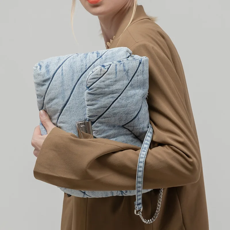

Luxury designer jeans bag women denim chain quilted MAXI crossbody bag women 2021 winter new messenger handbag shoulder bag