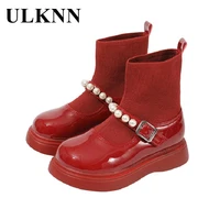 girls socks boots children new 2021 autumn childrens fashion pearl martin boots student red shoes girl baby beading boats