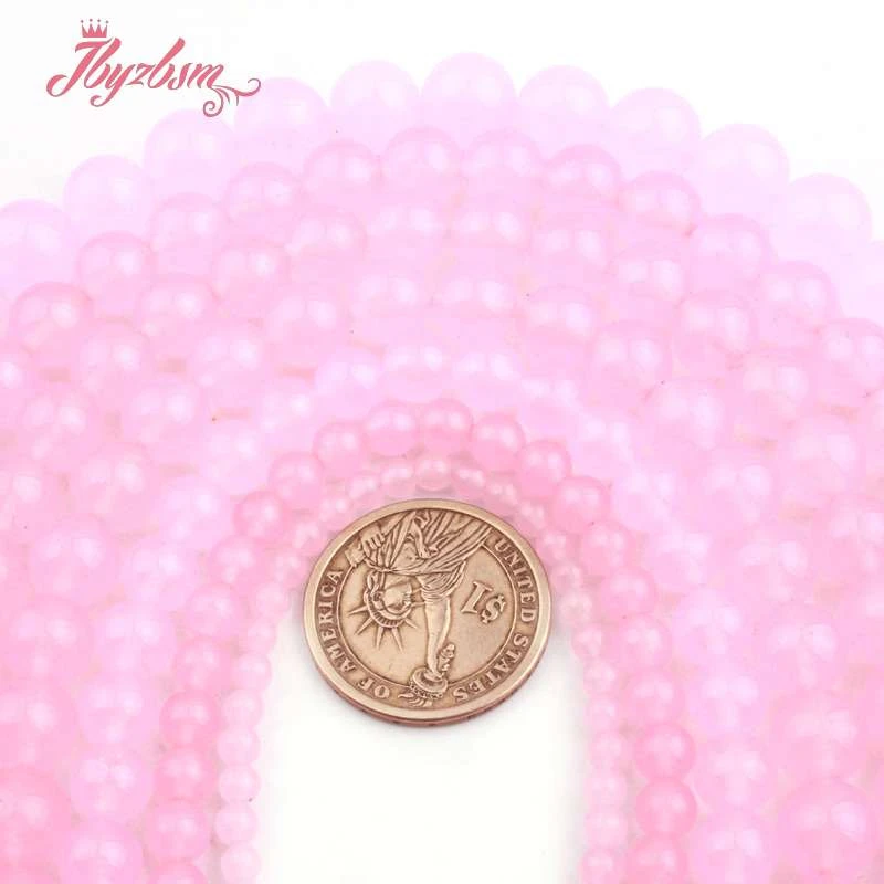

4 6 8 10 12mm Round Light Pink Jades Smooth Ball Beads Stone Beads For DIY Women Fashion Necklace Bracelats Jewelry Making 15"