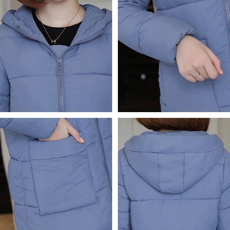 Новинка зимняя женская куртка с капюшоном длинное теплое хлопковое пальто