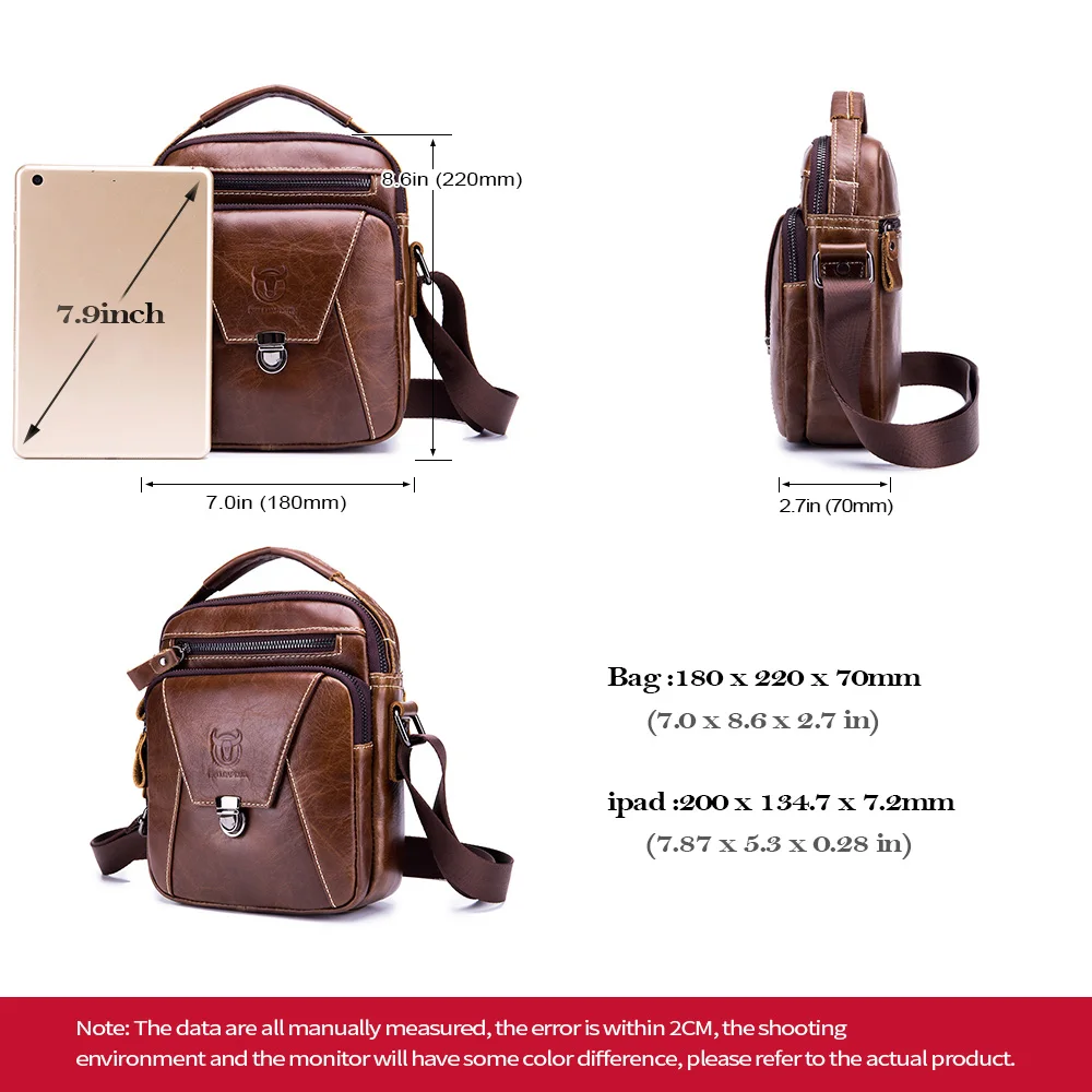 Мужская кожаная сумка BULLCAPTAIN деловая Повседневная маленькая с диагональным