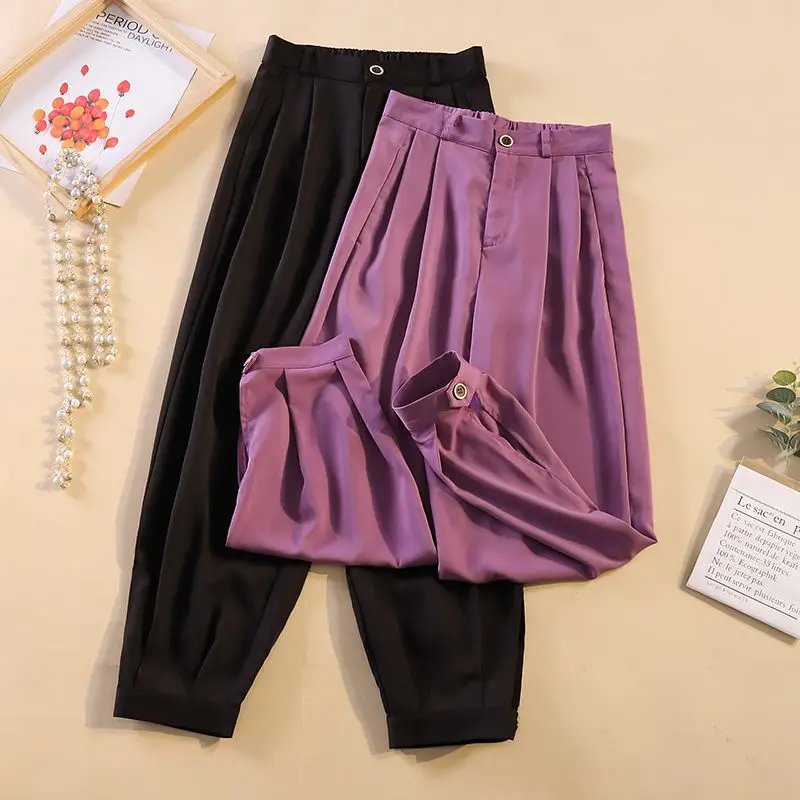 

Womens wear 2021 summer new ice Silk Chiffon Harem pants suit casual pants