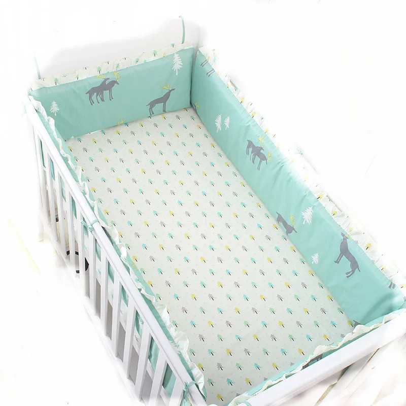 

Print Lace Cotton Baby Crib Bumper Sheet Set Kid's Bed Around Cushion Children's Bedroom Protective Decoration