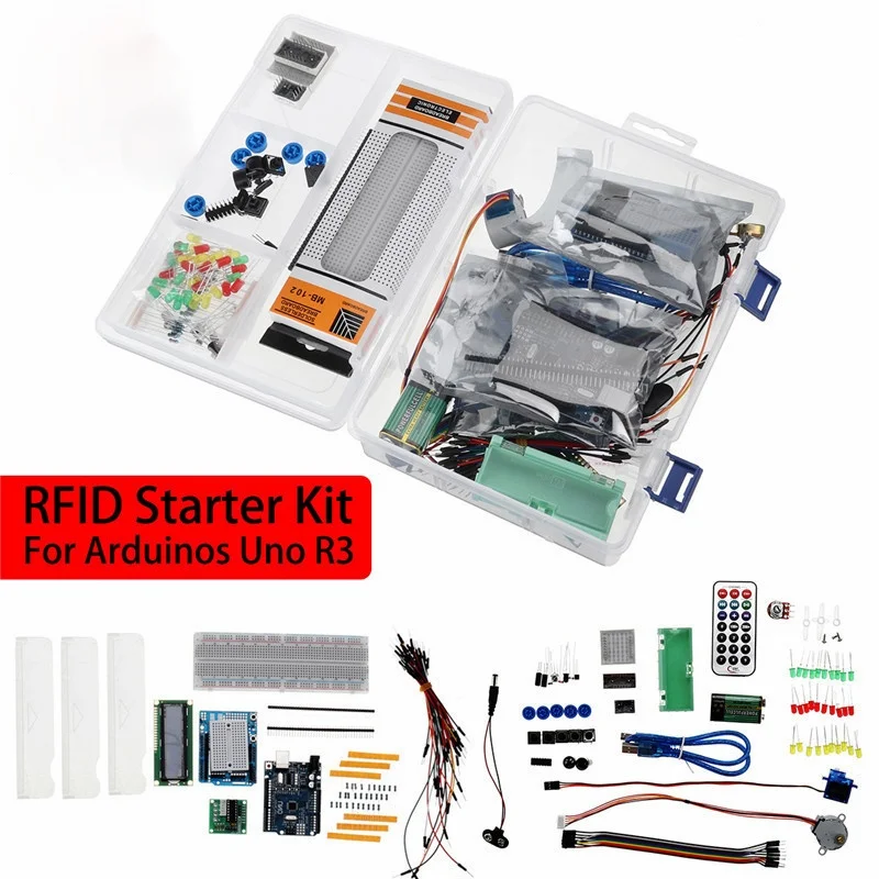 

Starter Kit for Arduino Uno R3 - Uno R3 Breadboard and Holder Step Motor / Servo /1602 LCD / Jumper Wire/ UNO R3