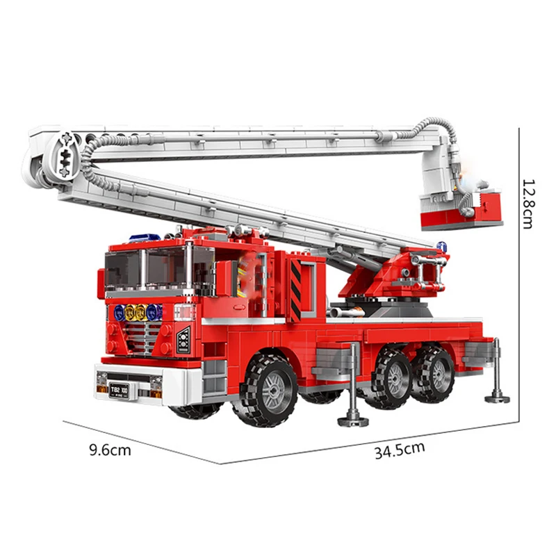 

City Fire Fighting Truck Car Series 4 Styles Firemen Bureau Ladder Truck Bricks Model Building Blocks Educational Toys For Kids