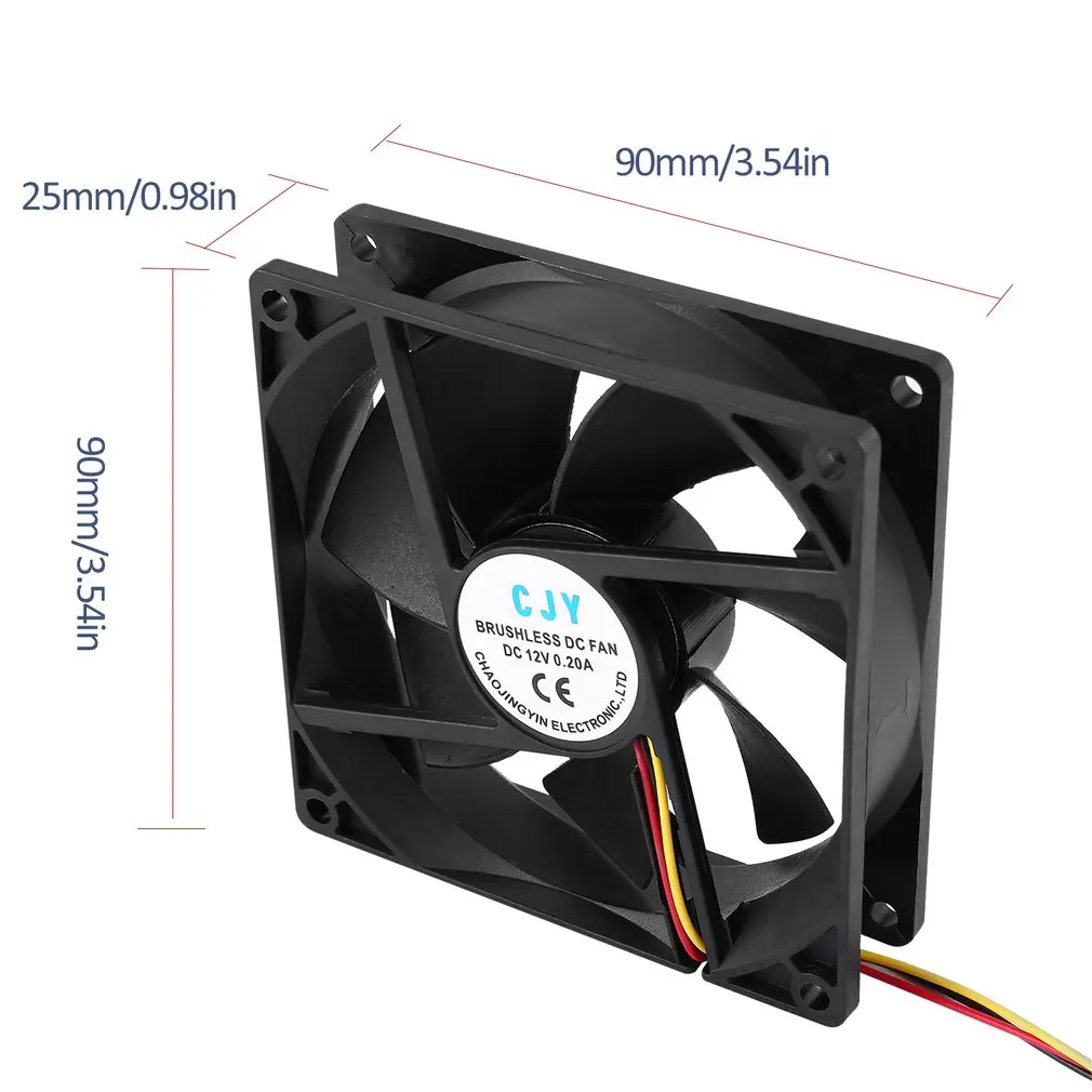 

1pc 12V 3-Pin 9cm 90 x 25mm 90mm CPU Heat Sinks Cooler Fan DC Cooling Fan 65 CFM High Quality Fast Free