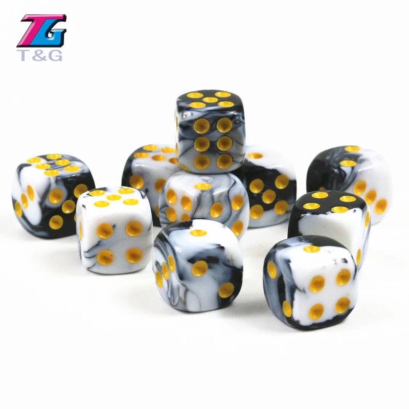 Игральные кости T & G 10 шт./компл. 12 мм D6 с золотой стандартной точкой для настольных