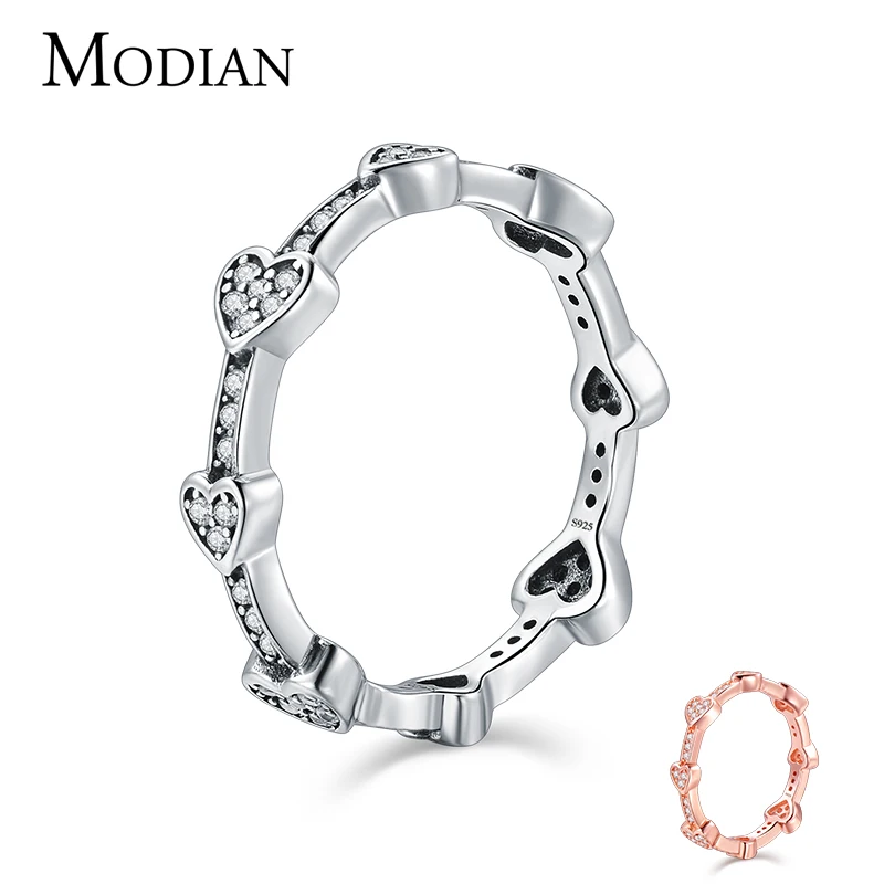 Modian, романтическая мода, новинка, настоящее 925 пробы, серебро, прозрачный CZ, любовь, сердце, кольцо на палец для женщин, Свадебная вечеринка, ювелирные изделия, Anneau