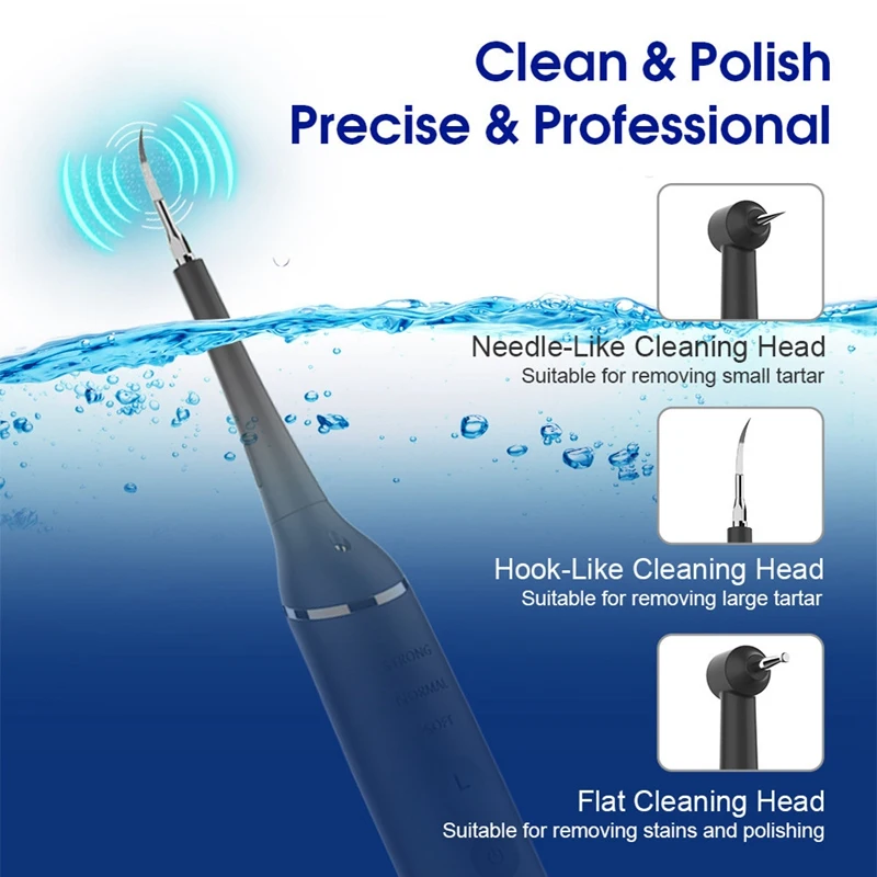 

USB Rechargeable Vibrating Oral Professional Toothbrush Stainless Steel Household Dentist Electric Scaler Led
