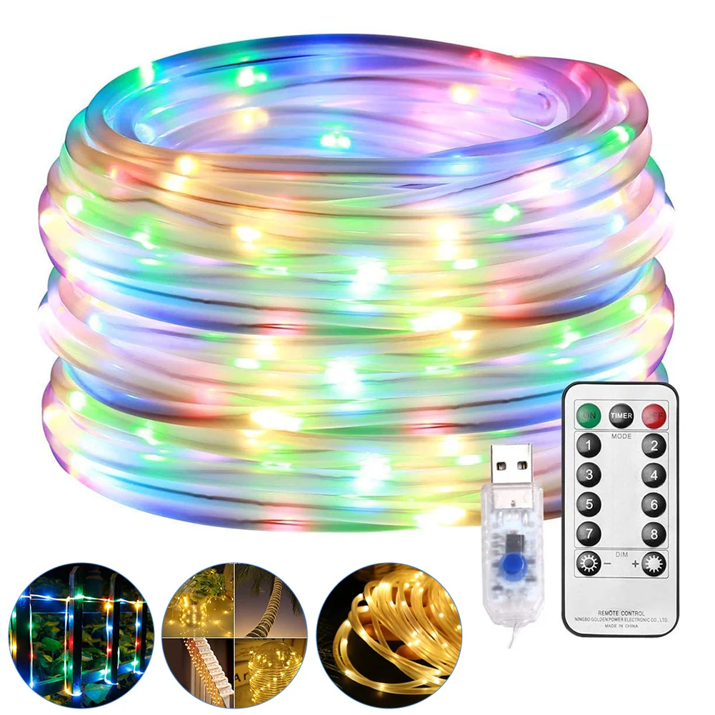 

LED String Lights Dimmable Waterproof USB Rechargeable Fairy Lights With 8 Modes Remote Control Indoor Outdoor Party Xmas Decor
