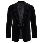 Новинка 2020, черные бархатные курточки, шаль, отворот, строгий смокинг, свободный винтажный Ретро костюм для вечеринки, выпускного вечера, блейзер (1 куртка)