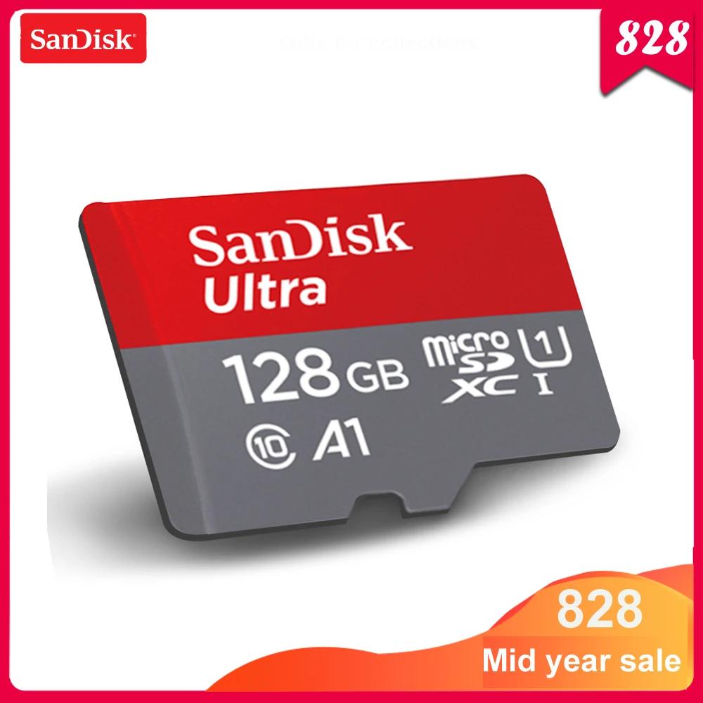 Двойной Флеш-накопитель SanDisk Micro SD карта, 16 ГБ, 32 ГБ, 64 ГБ, 128 ГБ, карта памяти, Макс 98 МБ/с. C10 U1 A1 флеш-карта памяти Micro SD для телефона компьютера SDXC карты памяти SDHC