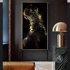 Золотая и черная абстрактная картина маслом, Скандинавская роспись, Современное украшение для дома, гостиной, настенный художественный плакат