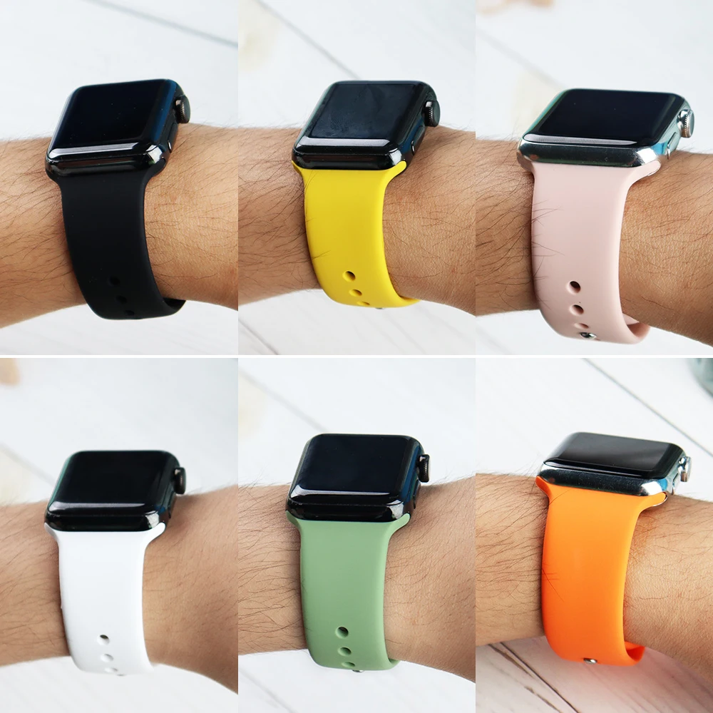 Soft Silicone Band for Apple Watch Series 5 4 3 2 6 SE 38MM 42MM Rubber Watchband Strap for iWatch 4/5 40MM 44MM