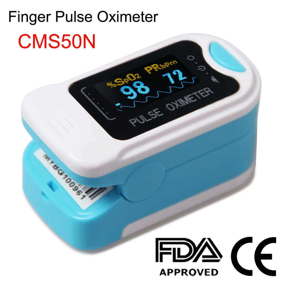 CMS50N Пальчиковый Пульсоксиметр портативный взрослый измеритель кислорода в