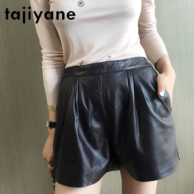Tajiyane Women's Shorts Real Sheepskin Shorts Female Genuine Leather Trousers Woman Cloth Womenswear spodenki damskie TN2355