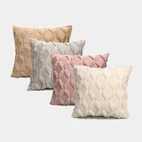 solid handmade plush cushion cover classic geometric plush pillowcase for sofa seat car home decoration pillow case 45x45cm