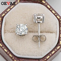 oevas real 0 1ct 0 3ct 0 5ct d color moissanite stud earrings for women top quality 100 925 sterling silver wedding jewelry