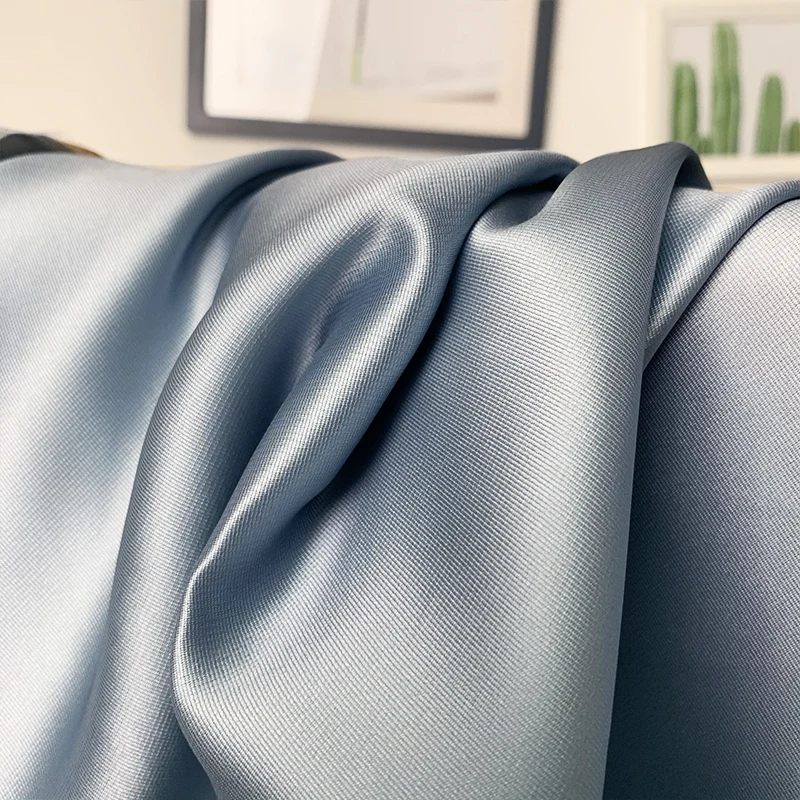 

White waxberry 195g/m 140cm Cyan gray light twill silk polyester +fabrics clothes Garment sewing materials Free shipping