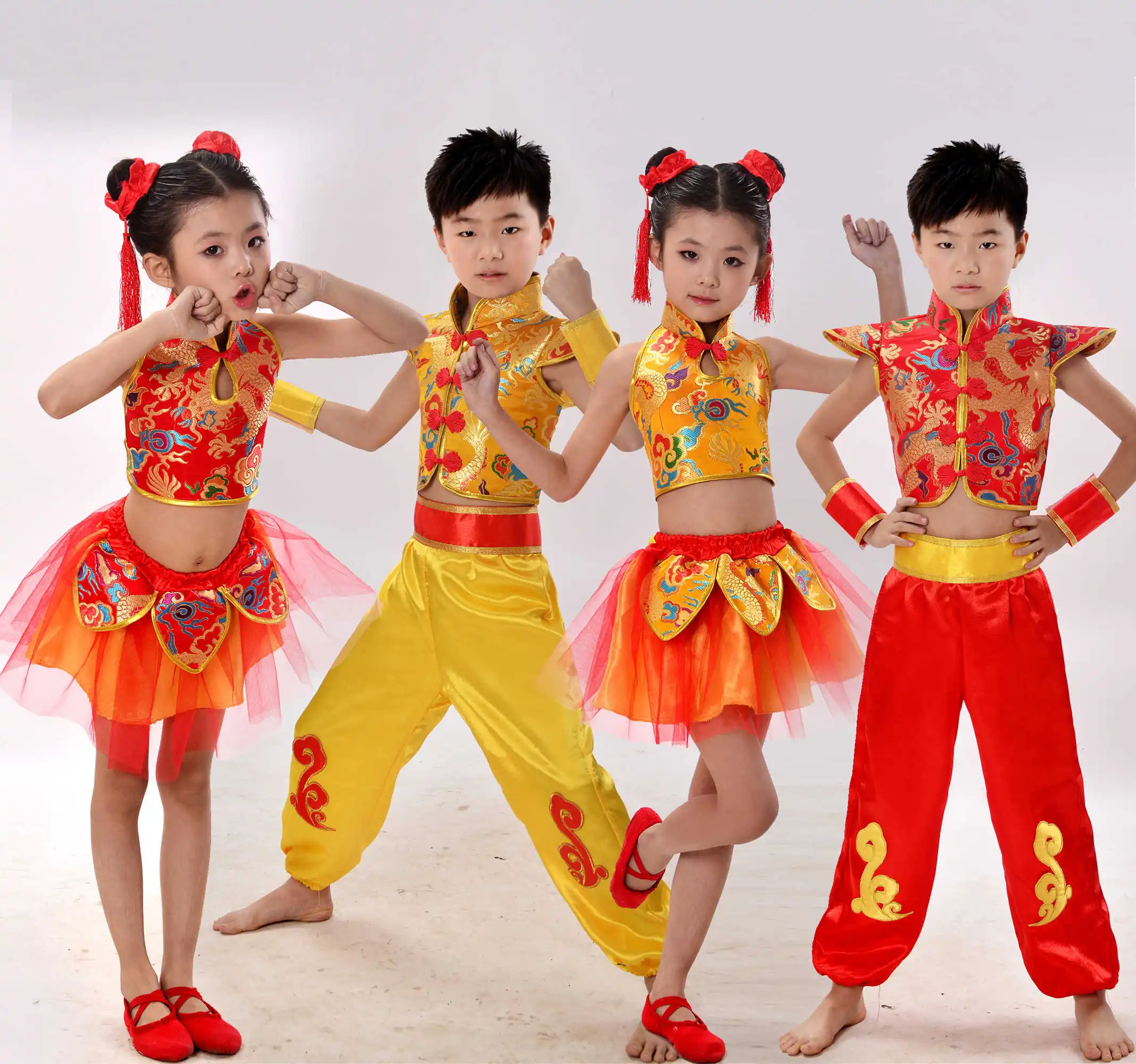 Детский танцевальный костюм Dragon Yangko современный Традиционный китайский для