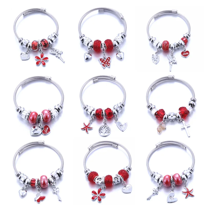 Новый красный браслет из бисера бусины натурального камня кристаллов цветок и