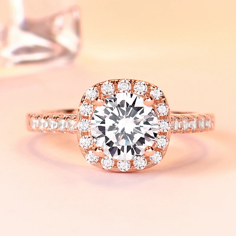 

SL Classic Round Cut Engagement Ring 925 Sterling Silver Aneis Feminino Jewelry Wedding Pave Setting Halo Ring